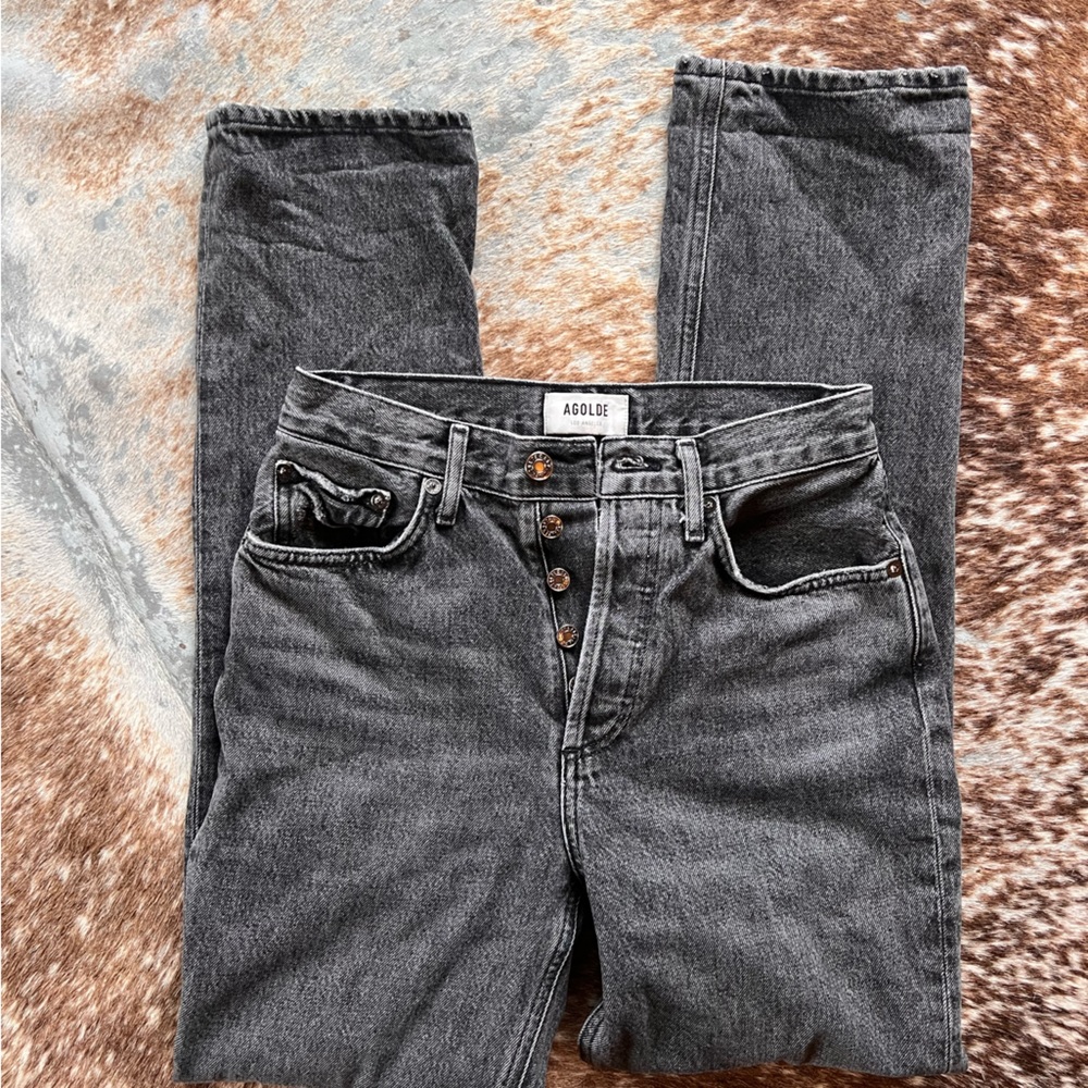 AGOLDE Lana Vintage Straight Jean in Roam Gray Washed Black 24